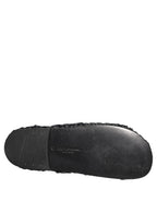 Black Straw Raffia Slides Sandals Flats Shoes