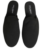 Black Suede Slides Flat Slipper Men Shoes