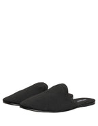 Black Suede Slides Flat Slipper Men Shoes