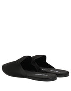 Black Suede Slides Flat Slipper Men Shoes