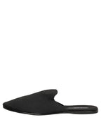 Black Suede Slides Flat Slipper Men Shoes