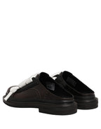 Brown Leather Slip On Flat Sandals Men Shoes