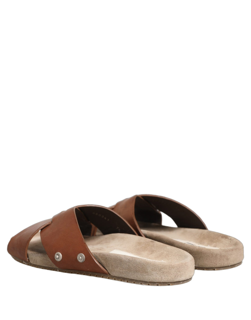 Brown Calf Leather Slides Sandals Shoes