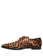 Brown Black Leopard Pony Hair Derby Shoes