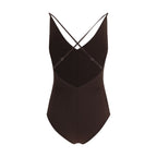Brown Nylon One-Piece Swimsuit