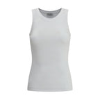 White Cotton Sleeveles T-Shirt