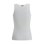 White Cotton Sleeveles T-Shirt