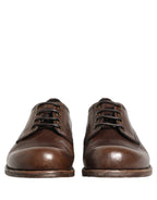 Brown Leather Derby Dress Men Formal Shoes