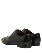 Black Crystals Embellished Men Derby Shoes