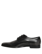 Black Leather Men Derby Dress Formal Shoes