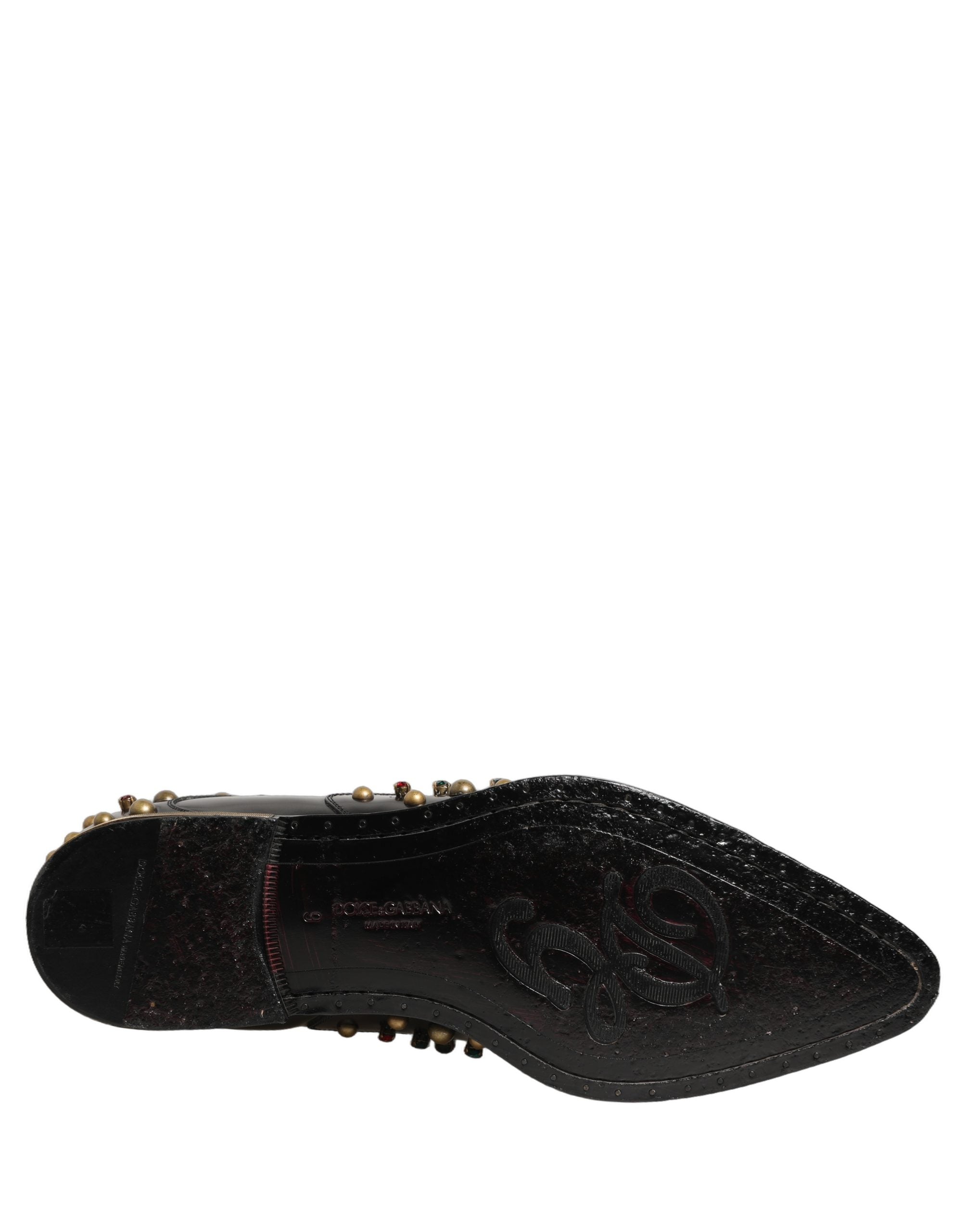 Black Leather Derby Dress Studded Formal Shoes