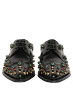 Black Leather Derby Dress Studded Formal Shoes