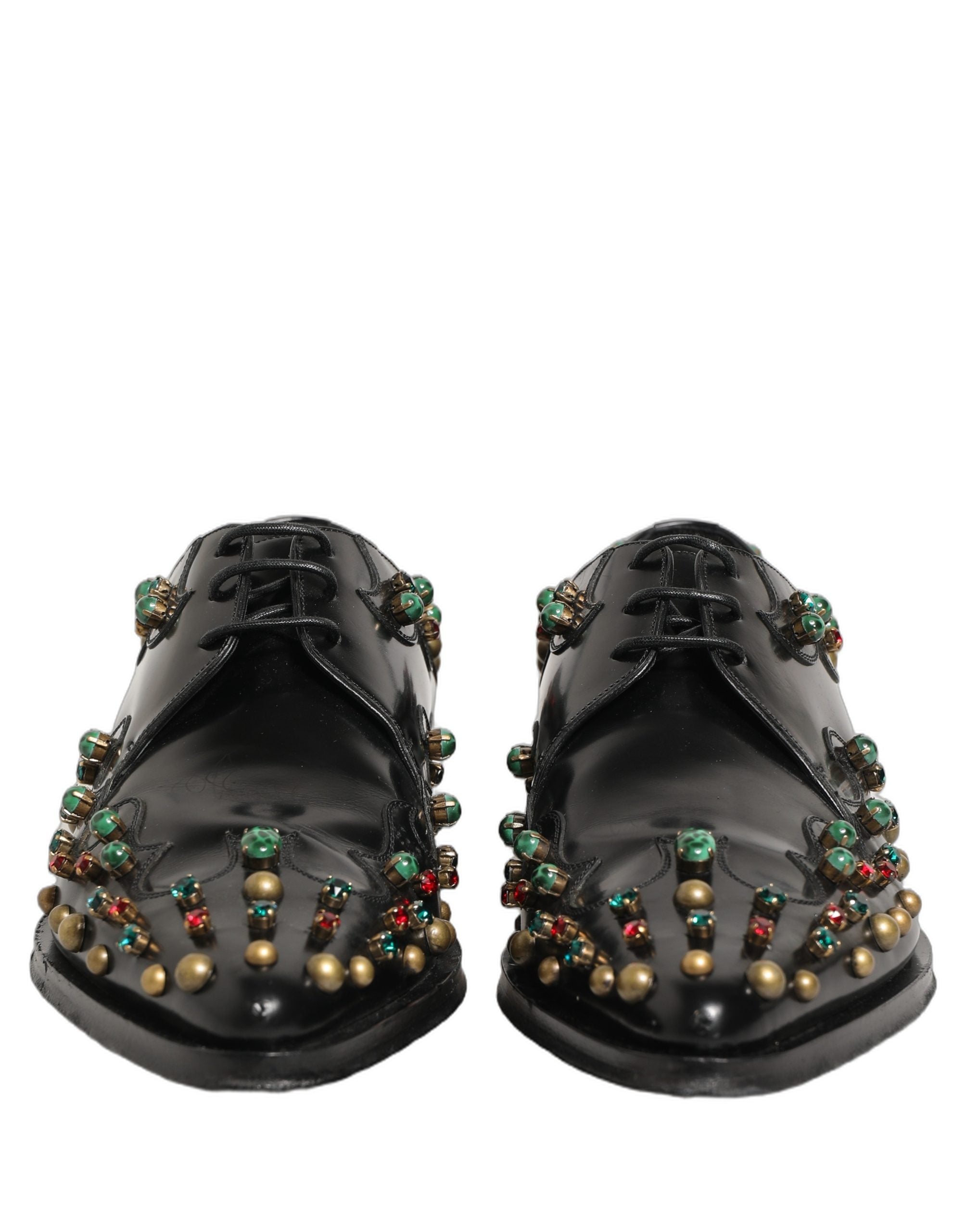 Black Leather Derby Dress Studded Formal Shoes