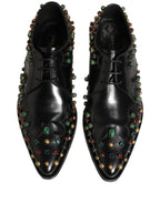 Black Leather Derby Dress Studded Formal Shoes