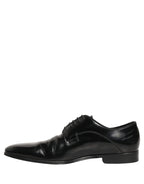 Black Leather Men Derby Dress Formal Shoes