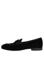 Black Velvet Loafers Formal Men Dress Shoes