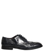 Blue Leather Derby Wingtip Formal Shoes