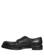 Black Leather Lace Up Derby Dress Men Shoes