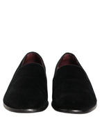 Black Velvet Cotton Loafers Formal Dress Shoes