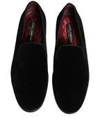 Black Velvet Cotton Loafers Formal Dress Shoes