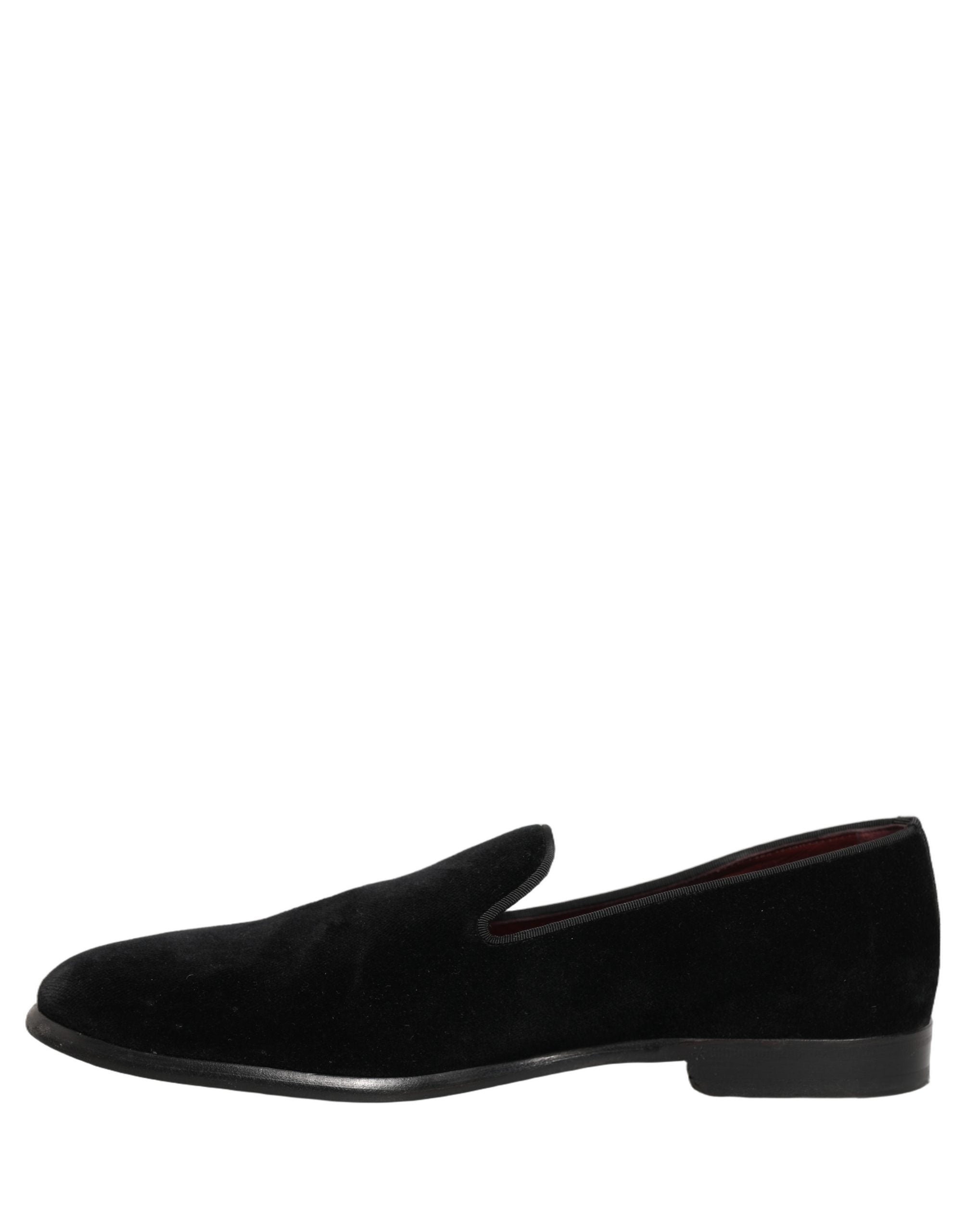 Black Velvet Cotton Loafers Formal Dress Shoes
