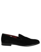 Black Velvet Cotton Loafers Formal Dress Shoes