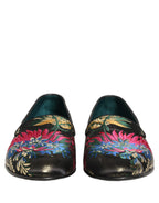 Black Jacquard Floral Loafers Men Dress Shoes