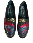 Black Jacquard Floral Loafers Men Dress Shoes