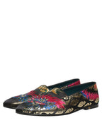 Black Jacquard Floral Loafers Men Dress Shoes