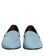 Blue Woven Men Slip On Dress Loafers Shoes