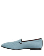 Blue Woven Men Slip On Dress Loafers Shoes