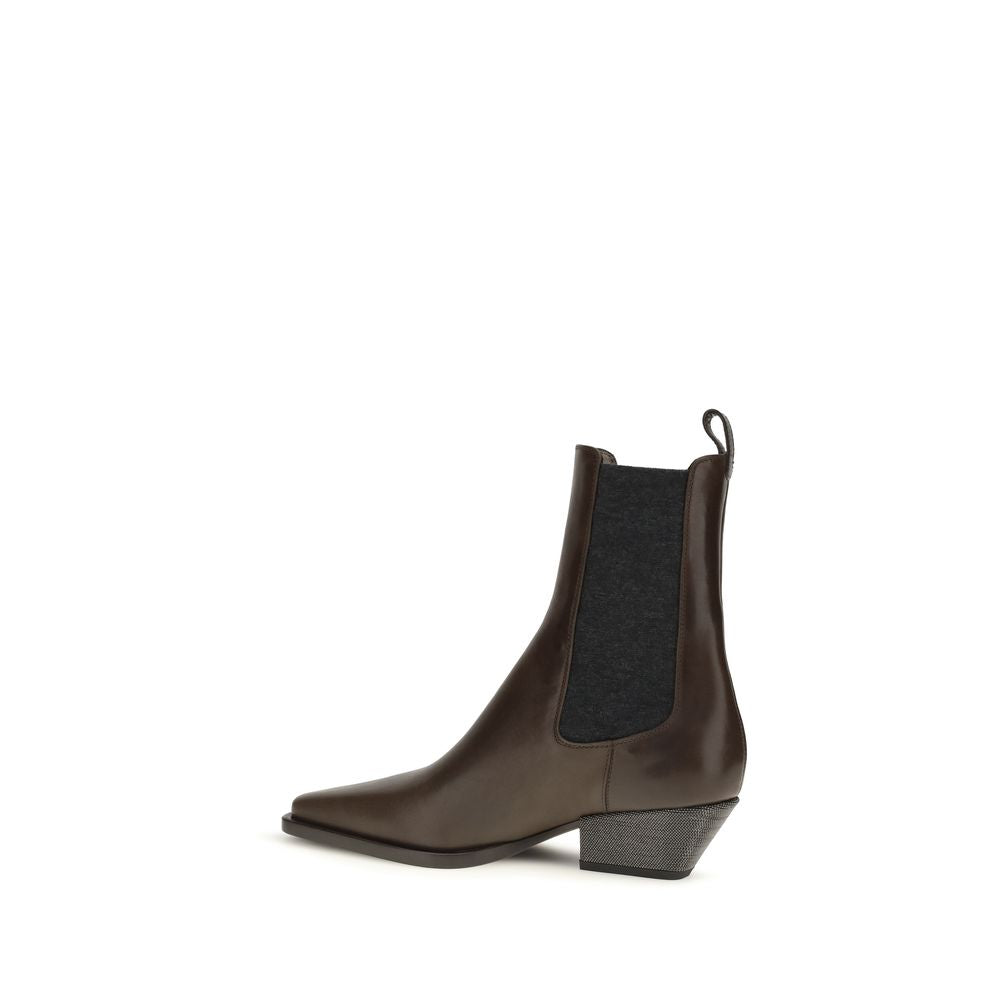 Brown Calf Leather Bos Taurus Ankle Boots