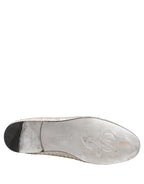 White Satin Embellished Dress Loafers Shoes
