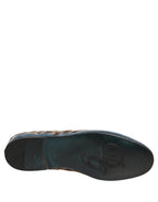 Blue Velvet Embellished Dress Loafers Shoes