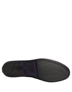 Purple Velvet Crown Embroidery Loafers Shoes