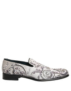 White Sequined Formal Slip On Loafers Shoes