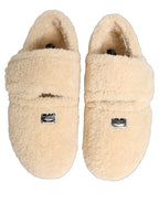 Beige Faux Fur Flats Men Slides Sandals Shoes