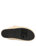 Beige Faux Fur Flats Men Slides Sandals Shoes