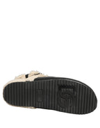 Beige Black Fur Shearling Slides Sandals Shoes