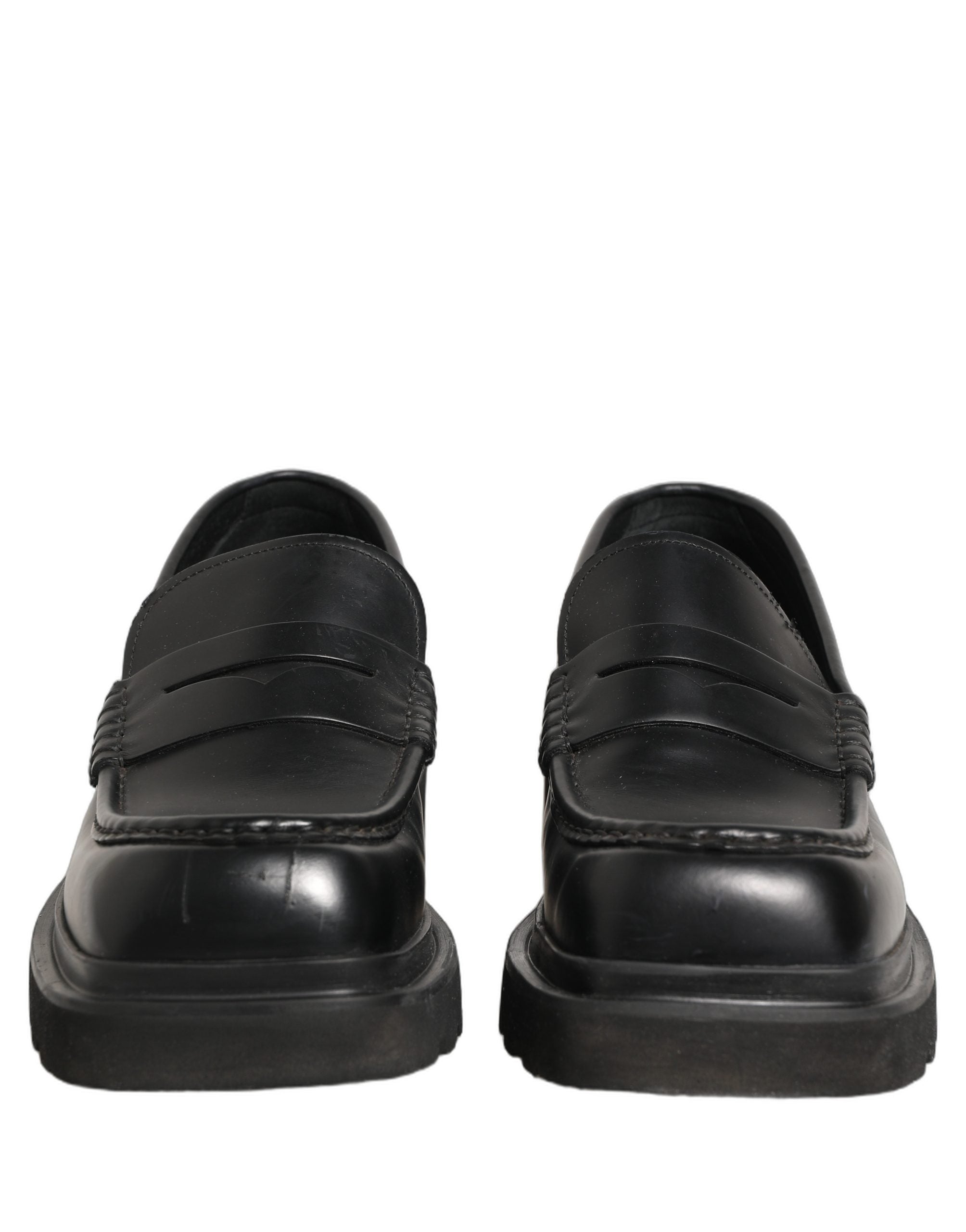 Black Calfskin Leather Men Dress Loafers Shoes
