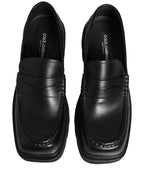 Black Calfskin Leather Men Dress Loafers Shoes