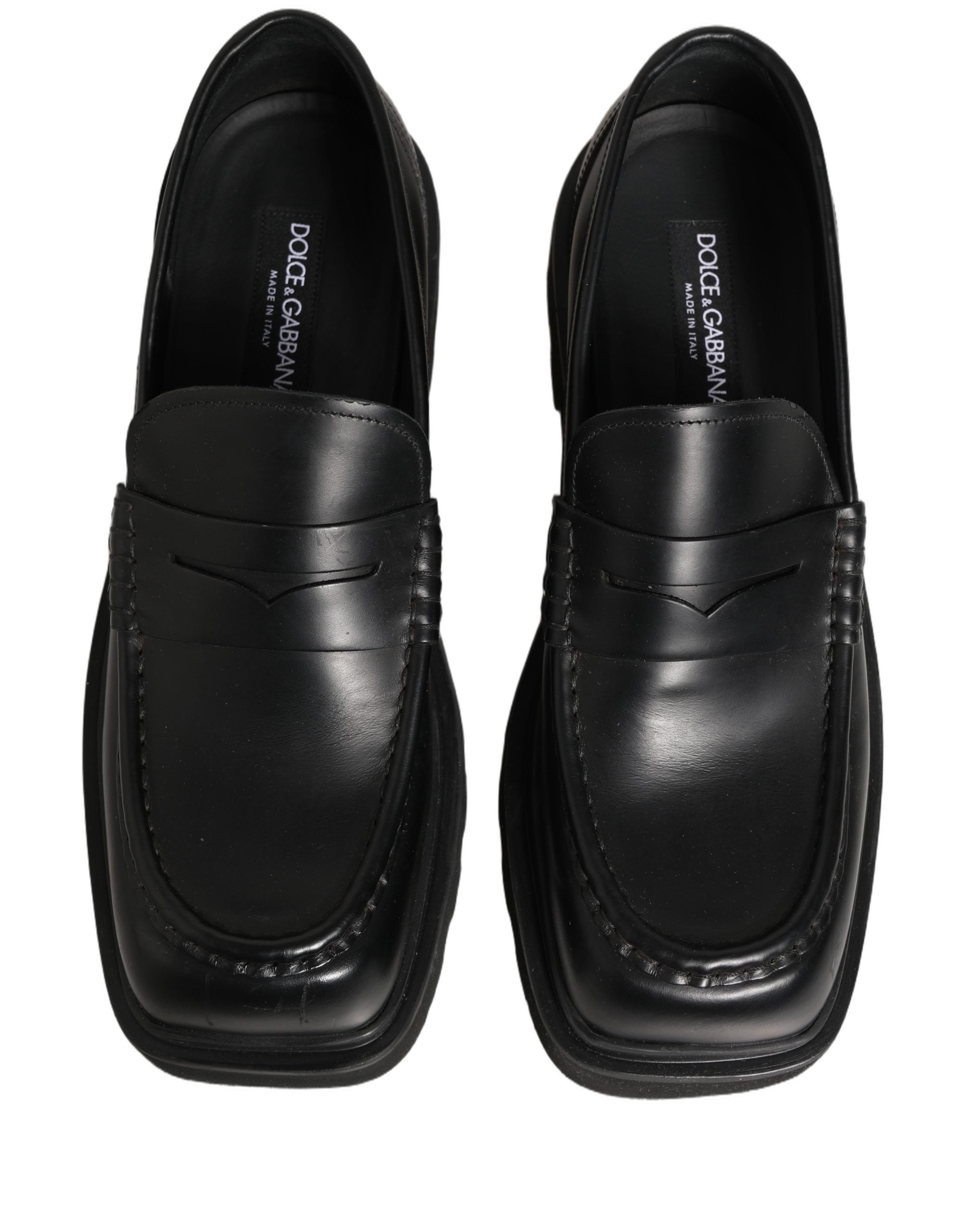 Black Calfskin Leather Men Dress Loafers Shoes