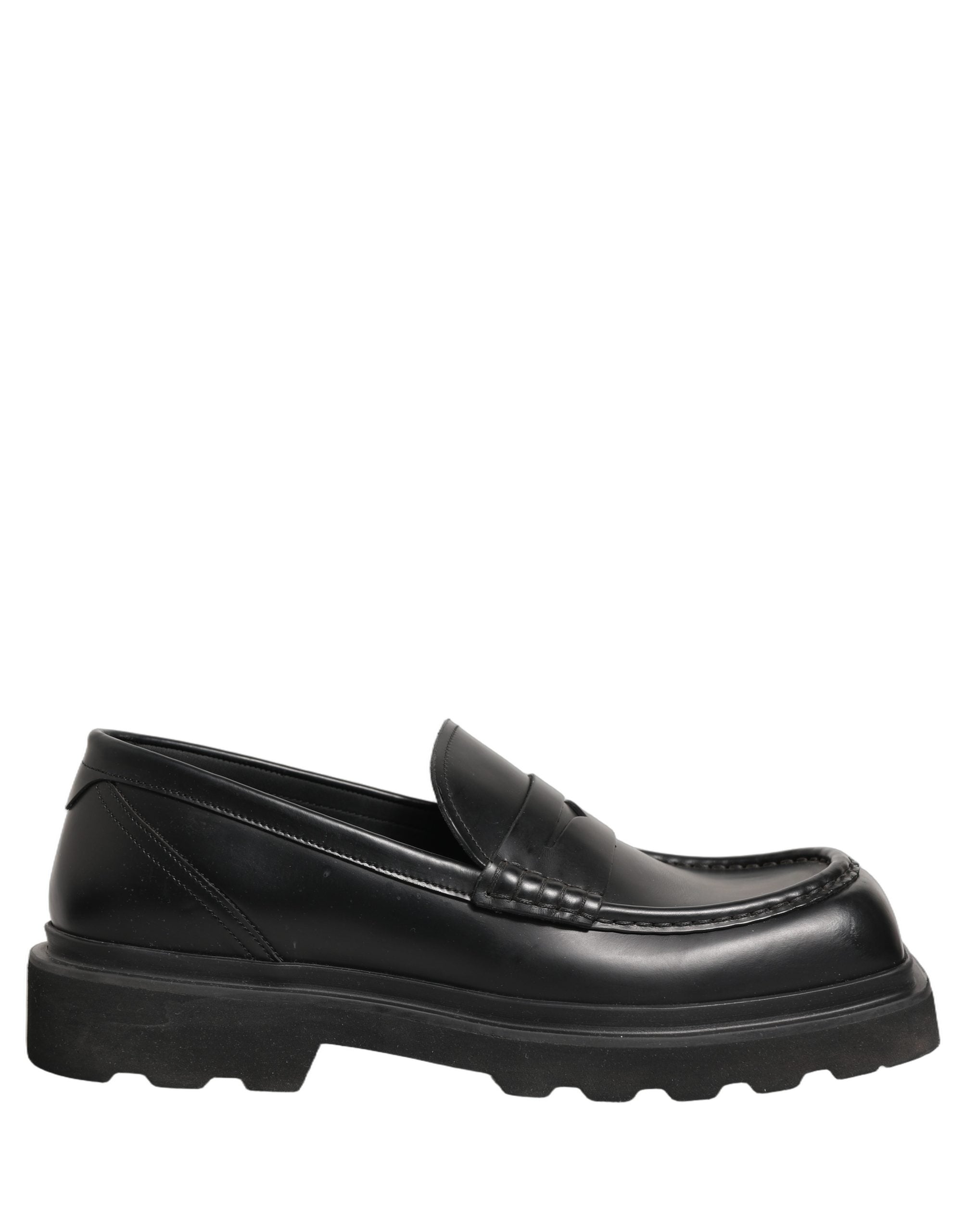 Black Calfskin Leather Men Dress Loafers Shoes