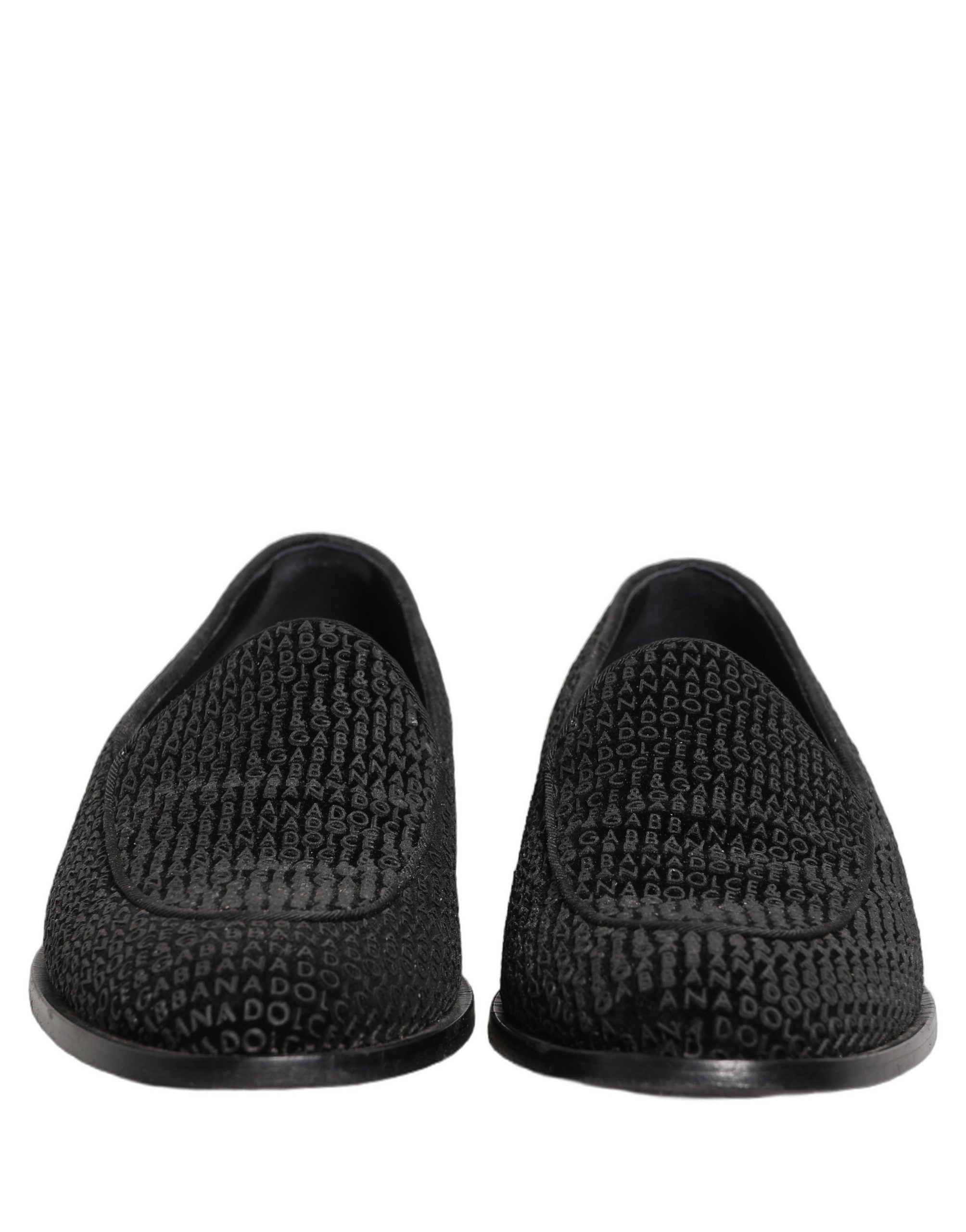 Black Logo Monogram Men Dress Loafers Shoes