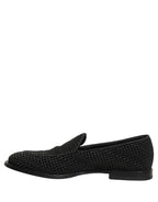Black Logo Monogram Men Dress Loafers Shoes