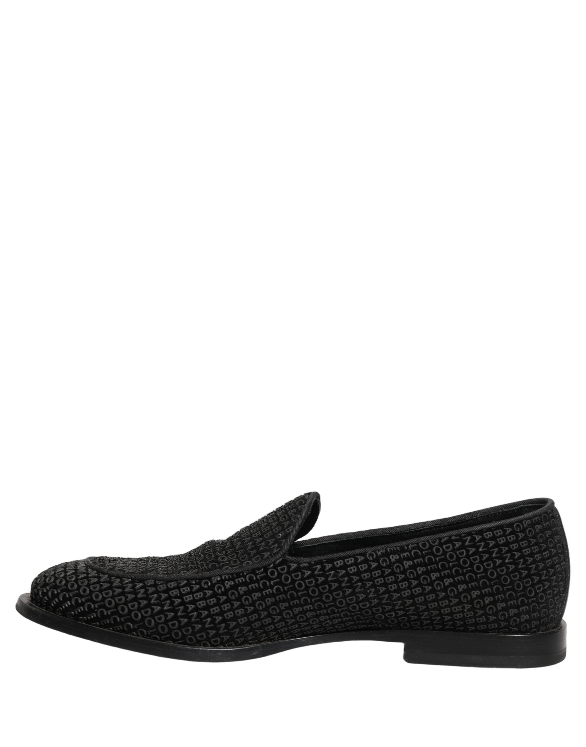 Black Logo Monogram Men Dress Loafers Shoes