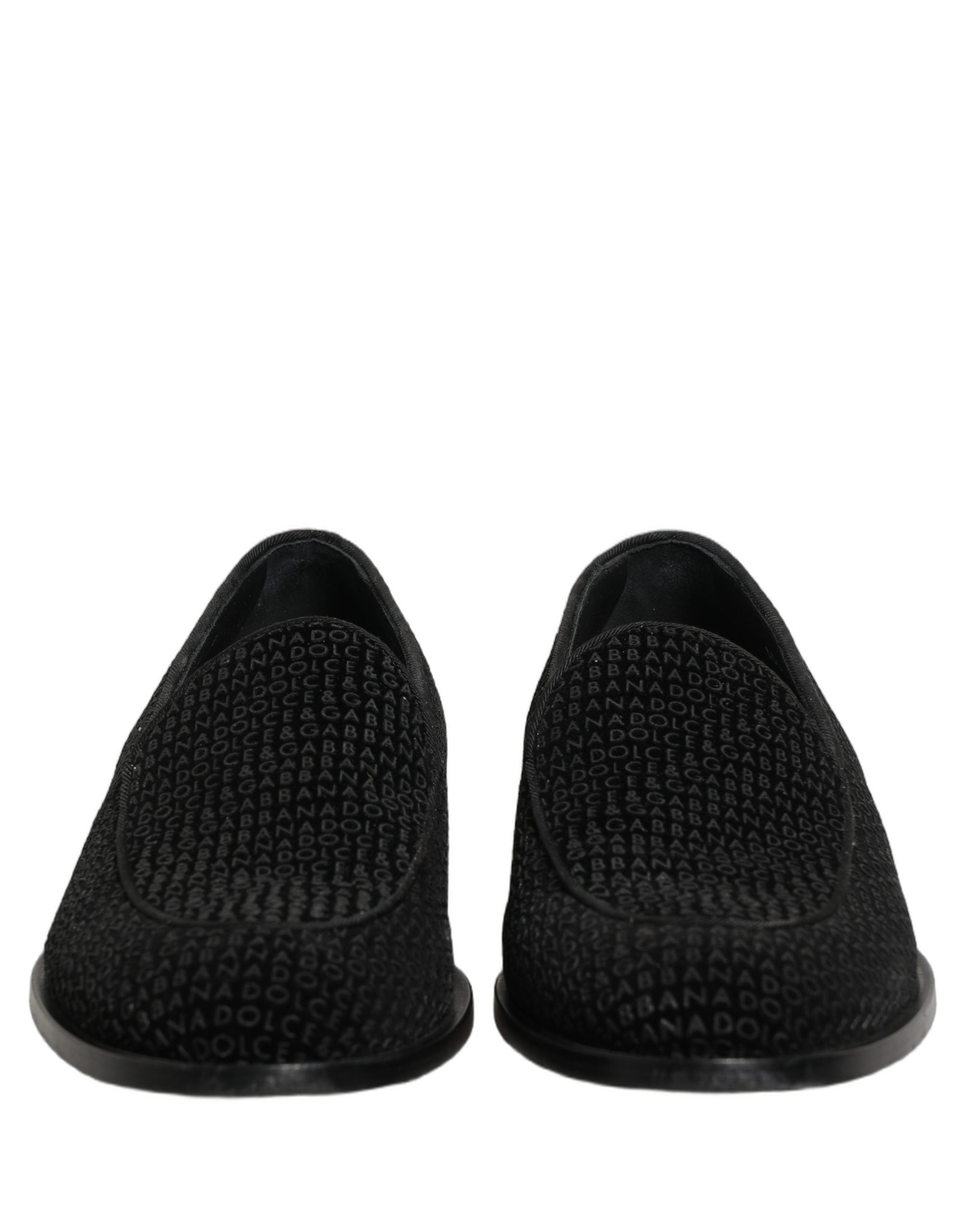 Black Logo Monogram Men Dress Loafers Shoes