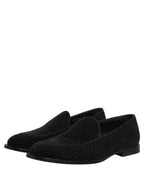 Black Logo Monogram Men Dress Loafers Shoes