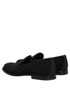 Black Logo Monogram Men Dress Loafers Shoes