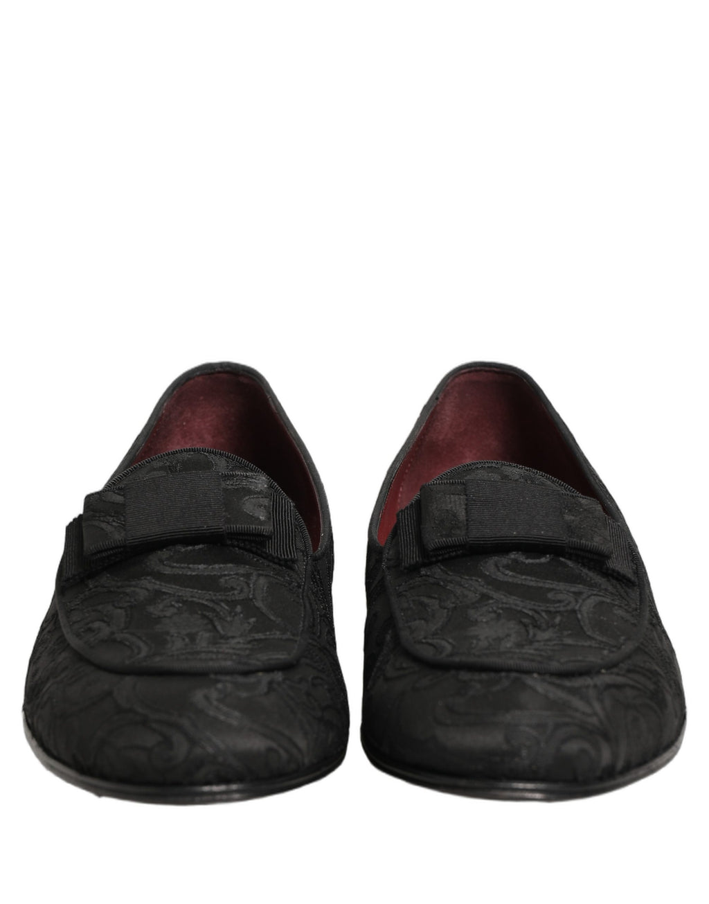 Black Floral Brocade Men Dress Loafers Shoes